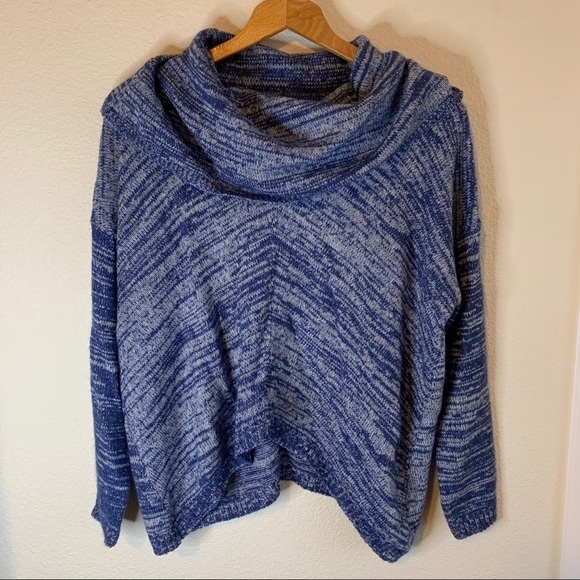 Express Cowl Neck Sweater Handkerchief Hem Blue XS - Picture 2 of 7